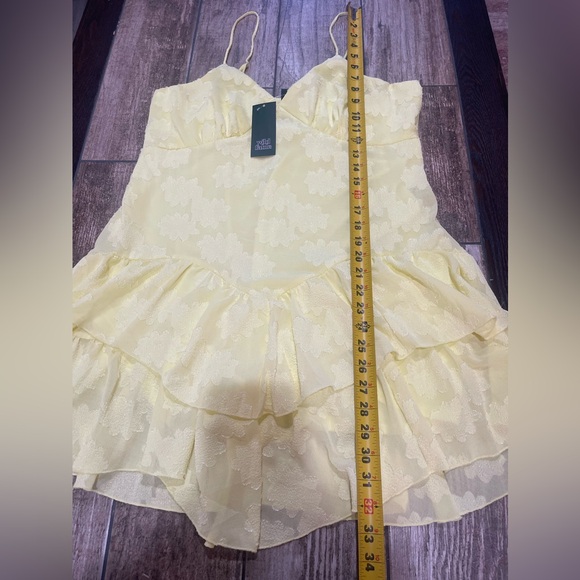 💛Women’s Triangle Cup Tiered Mini Skater Dress Wild Fable Lemon Yellow NWT Sz L💛 - Picture 10 of 10